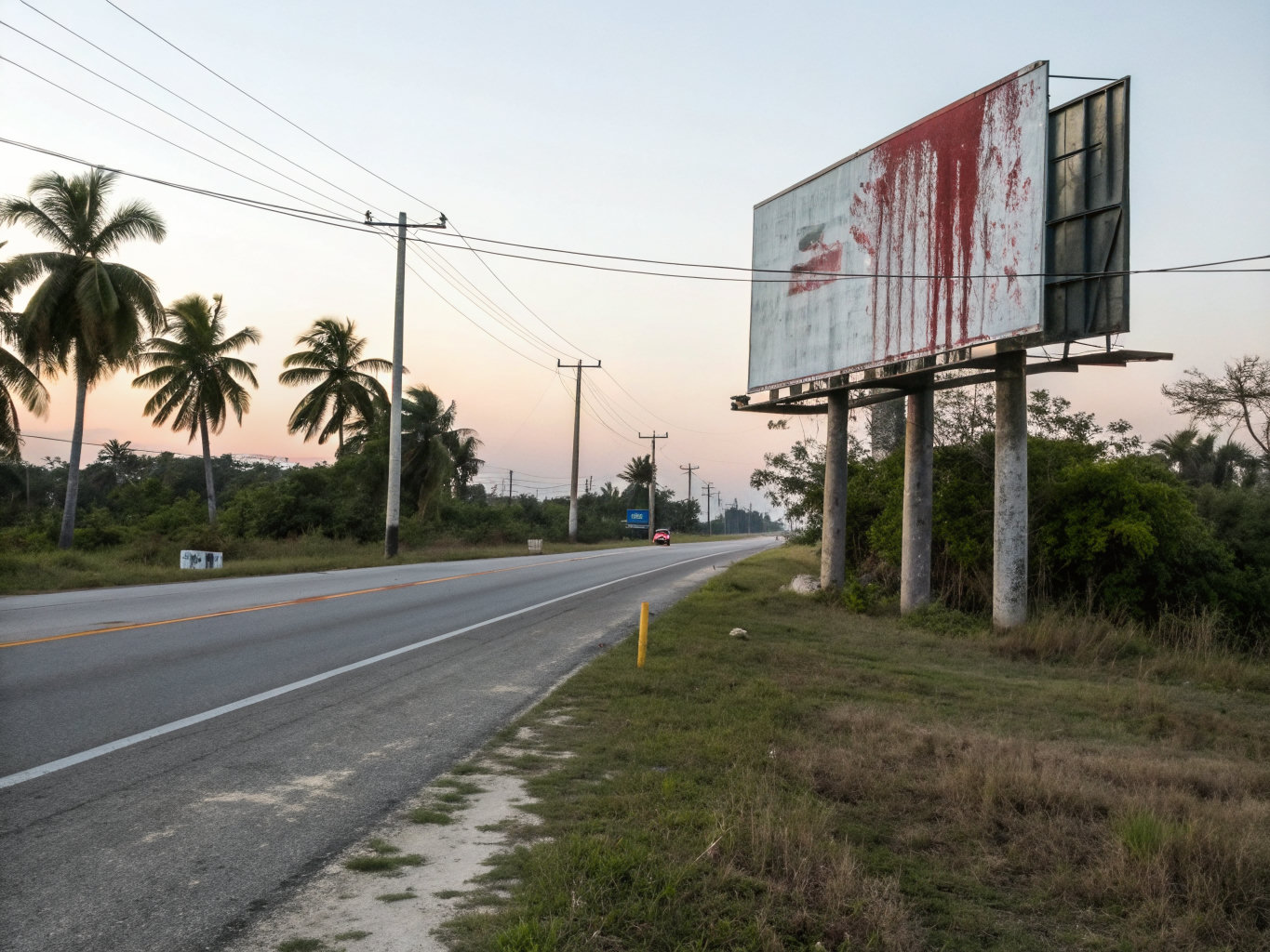 Manchan con pintura roja una valla de Fidel Castro en Cayo Mambí, Holguín